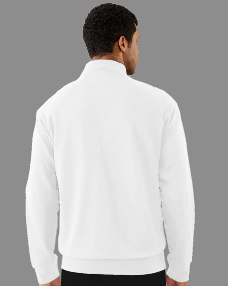 AUSK Men Solid Regular High Neck Full Sleeve Fleece Jacket(Color-White), XL - Image 3