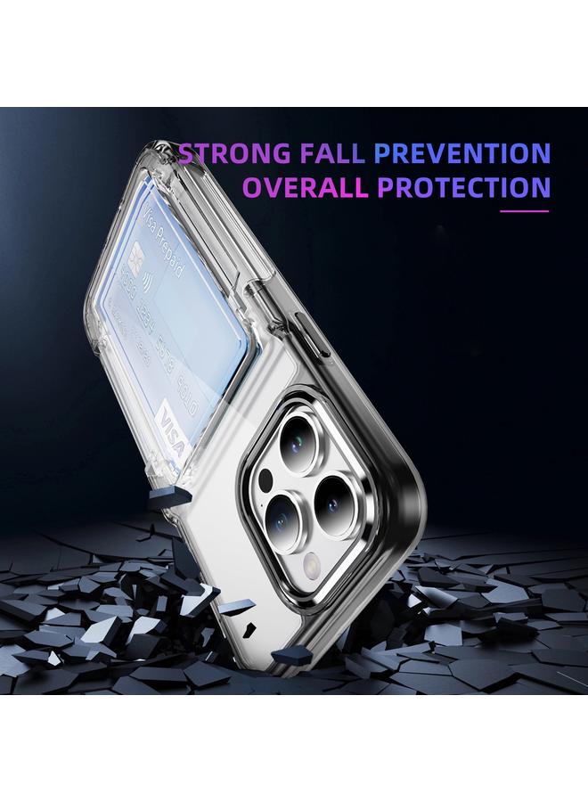 Zaboon Case For iPhone 13 Pro Card Holder Acrylic Hybrid TPU Phone Case - Image 3