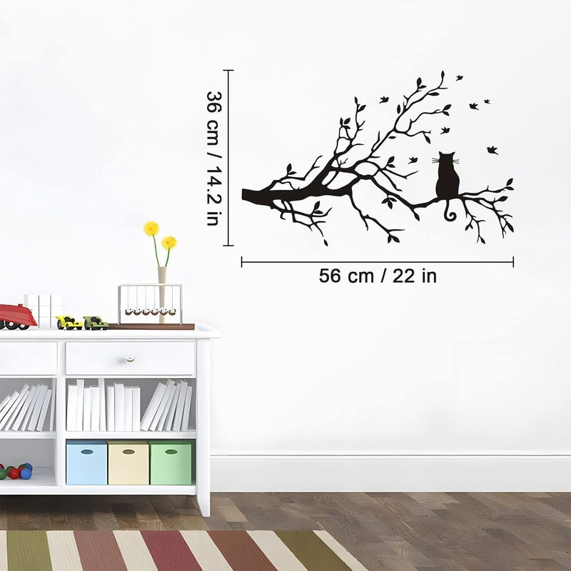 Lnrkai CUNYA 15 x 22.8in Black Cat on Tree Branches Wall Decor Stickers Nursery Leaves, DIY Removable Wall Art Decal Mural Wallpaper Home Decoration for Living Room, Bedroom, Farmhouse, Bathroom Decor - Image 2