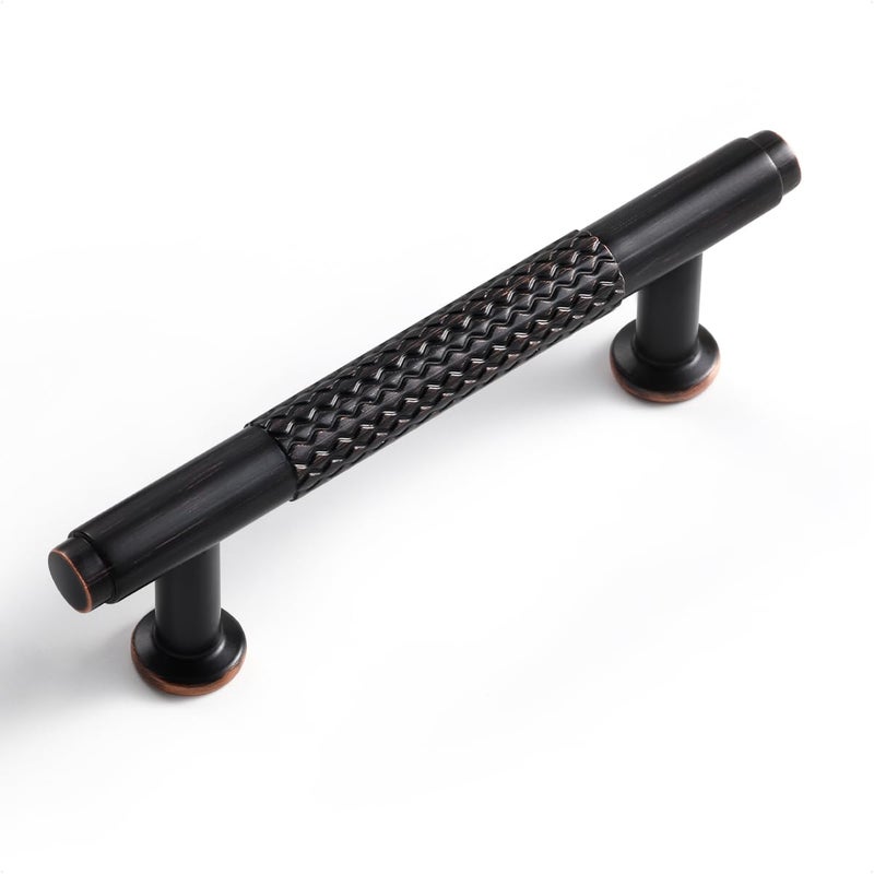 Sorwduerm 5 Pack 3 Inch(76Mm) Oil Rubbed Bronze Cabinet Handles Knurled Kitchen Cabinet Pulls Cupboard Kitchen Hardware Drawer Pulls Dresser Handles - Image 1