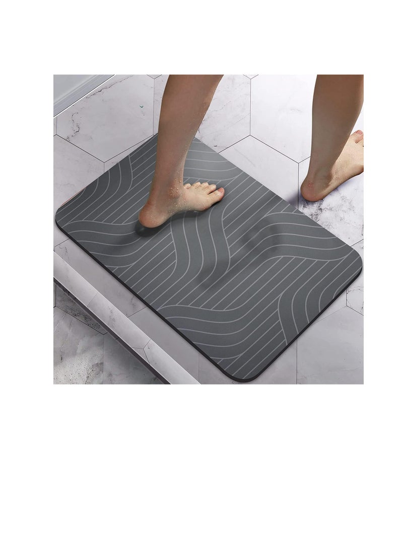 Cool Baby Diatom Bath Mat, Anti-Slip Bathroom Floor Mats and Quick Dry Bath Rug, Super Absorbent Bathtub Mat with Non-Slip, Thickened,Soft, Easier Clean Carpet (50 x 80 cm, Grey Rectangle) - Image 1