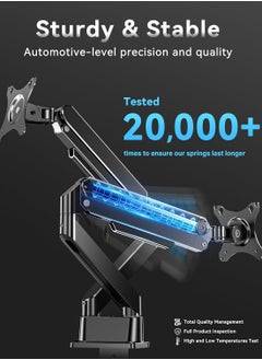 Generic Dual Monitor Arm - Adjustable Computer Monitor Arm Gas Spring Swivel Dual Monitor Mount, Dual Arm Gas VESA Monitor Stand for 13“-32‘’ LED/LCD Gaming Monitors up to 9kg with 2-Grommet Mounting  - Image 5