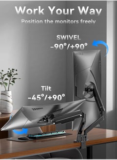 Generic Dual Monitor Arm - Adjustable Computer Monitor Arm Gas Spring Swivel Dual Monitor Mount, Dual Arm Gas VESA Monitor Stand for 13“-32‘’ LED/LCD Gaming Monitors up to 9kg with 2-Grommet Mounting  - Image 4