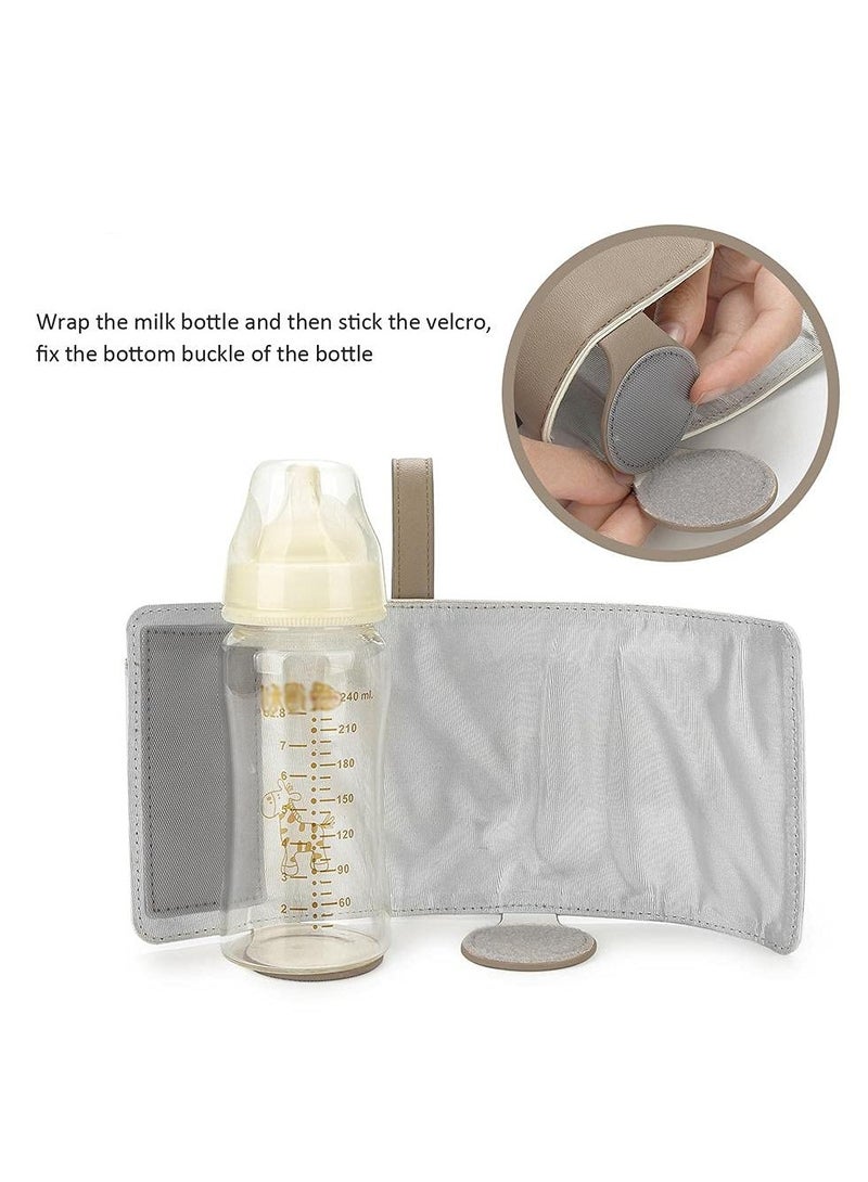 Excefore جهاز تسخين الزجاجات المحمول، مع 3 إعدادات للتحكم في درجة الحرارة، حقيبة غطاء زجاجة الحليب العازلة الذكية للسفر، جهاز تسخين زجاجات الأطفال بمنفذ USB لحليب الأم أو تركيبة للسفر والأنشطة الخارجية الأخرى بني - Image 3