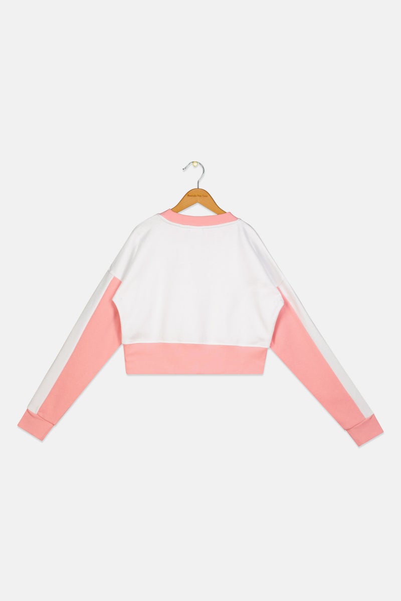 Franklin Marshall Kids Girl Sportswear Fit Long Sleeve Outdoor Sweatshirt, White  - Image 2