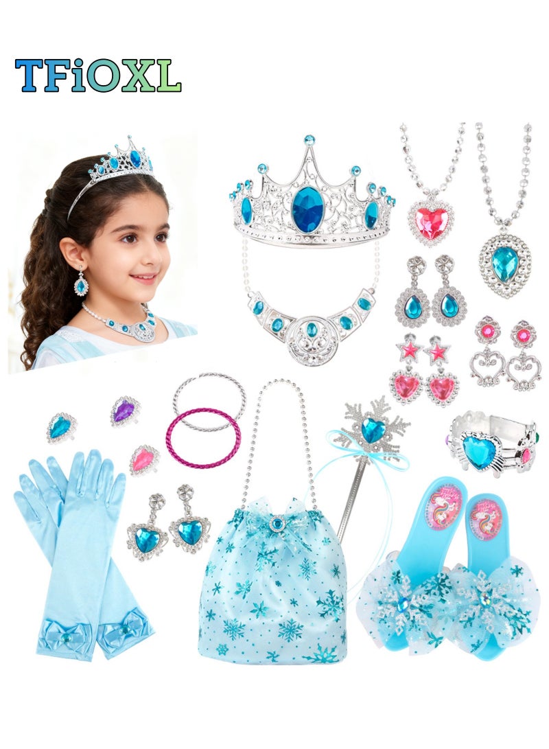 TFiOXL 24pcs Princess Dress Up Set, Girls Role Play Dress Up Toys, Toddler Pretend Jewelry Boutique Kit Gift Set for Little Girls Aged 3+ Years Old - Image 1