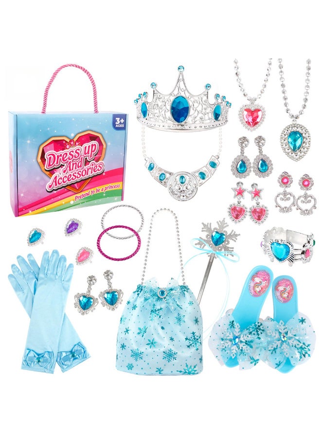 TFiOXL 24pcs Princess Dress Up Set, Girls Role Play Dress Up Toys, Toddler Pretend Jewelry Boutique Kit Gift Set for Little Girls Aged 3+ Years Old - Image 2