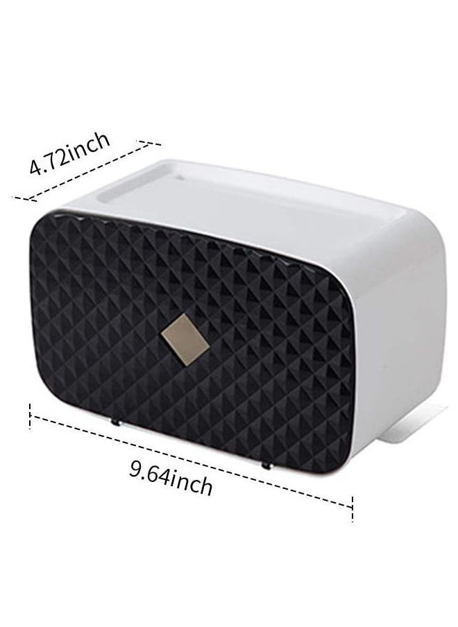 NIBEMINENT Toilet Paper Holder Box Black/White 25x14x14cm  - Image 2