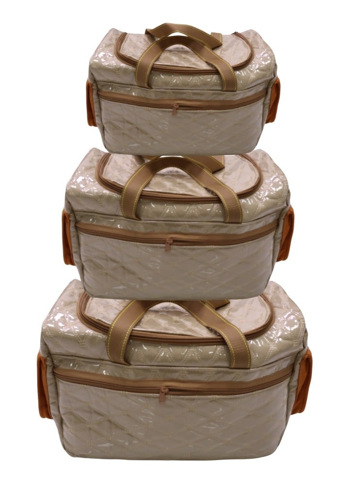 SMART HOME 3 Pieces Waterproof Inner and Outer Bag Set for Trips, Camping and Travel, Large Zipper Picnic Bag 50*30*30cm, Medium 35*30*30cm, Small 30*20*20cm Thai Cloth - Image 1