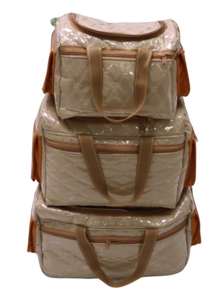 SMART HOME 3 Pieces Waterproof Inner and Outer Bag Set for Trips, Camping and Travel, Large Zipper Picnic Bag 50*30*30cm, Medium 35*30*30cm, Small 30*20*20cm Thai Cloth - Image 2