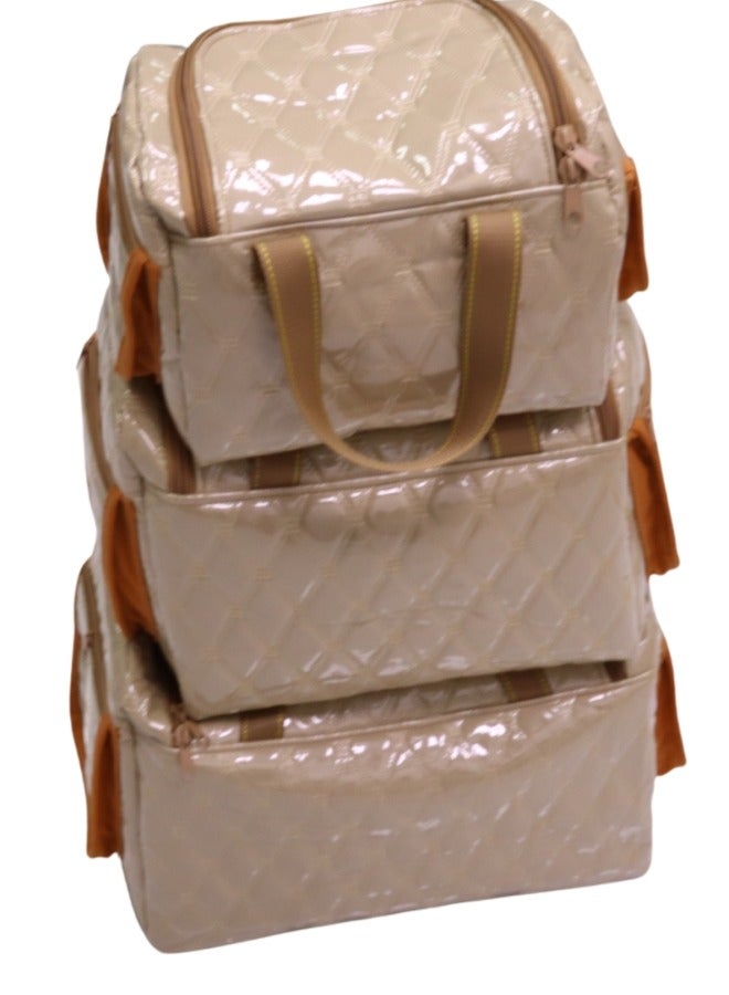 SMART HOME 3 Pieces Waterproof Inner and Outer Bag Set for Trips, Camping and Travel, Large Zipper Picnic Bag 50*30*30cm, Medium 35*30*30cm, Small 30*20*20cm Thai Cloth - Image 4