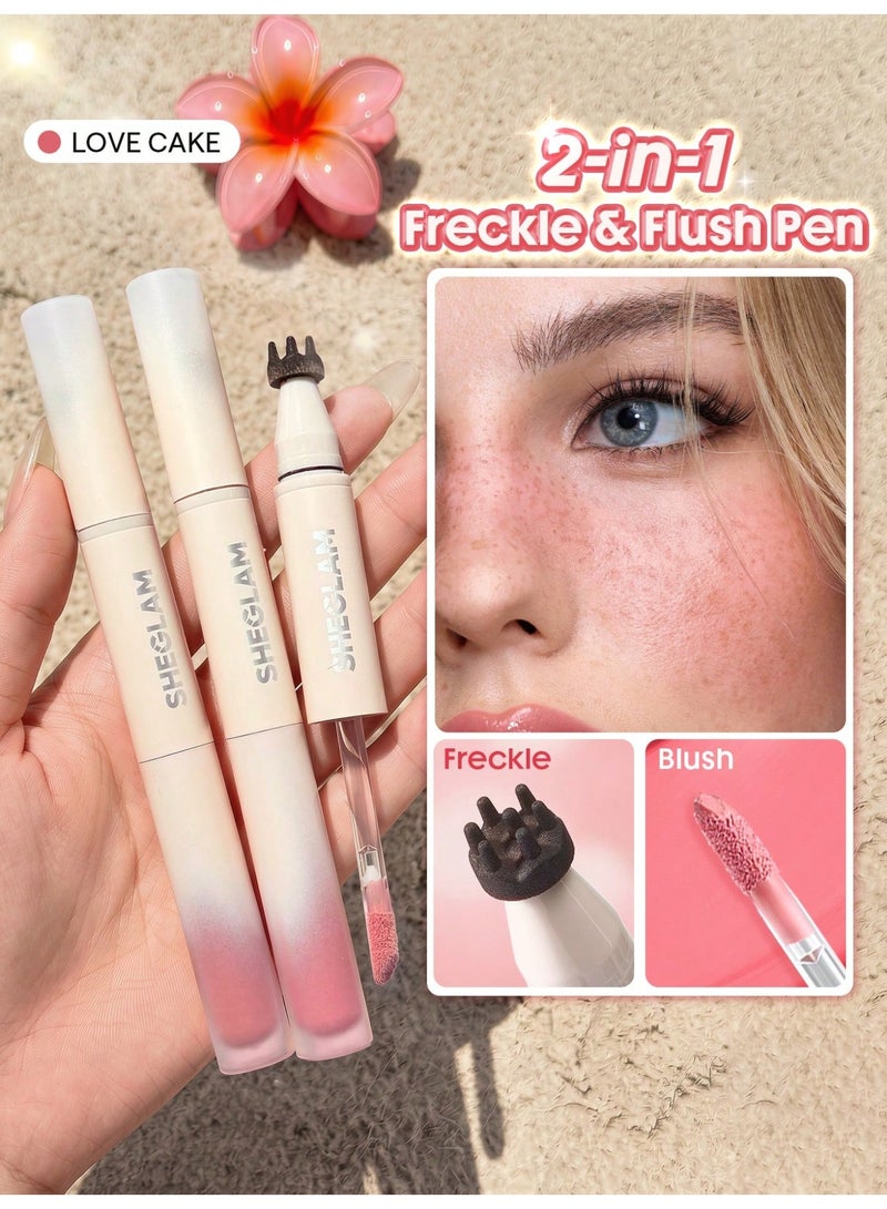 SHEGLAM Sunspell Freckle & Flush Pen-Love Cake Stamp Freckle Pen Tint Liquid Blush Smooth Long-Lasting Smudge-Proof Sweat-Proof Multi-Use Combo Love Cake - Image 1