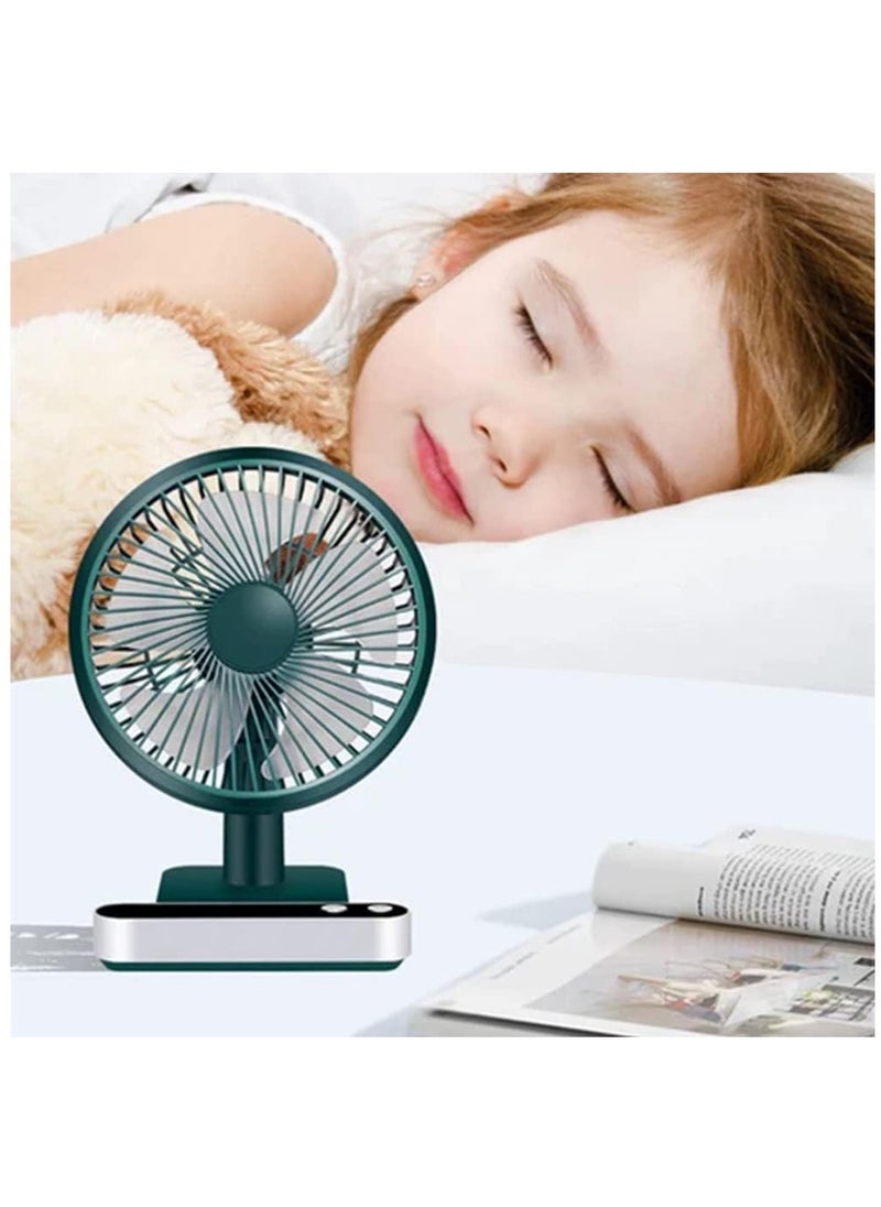 Arabest - Portable Desk Fan, USB Rechargeable Battery Operated Fan with Four Speeds 24h battery life,LED Display Lower Noise,4000Mah Battery for Home, Office, Dormitory,Desktop Table Fans - Image 1