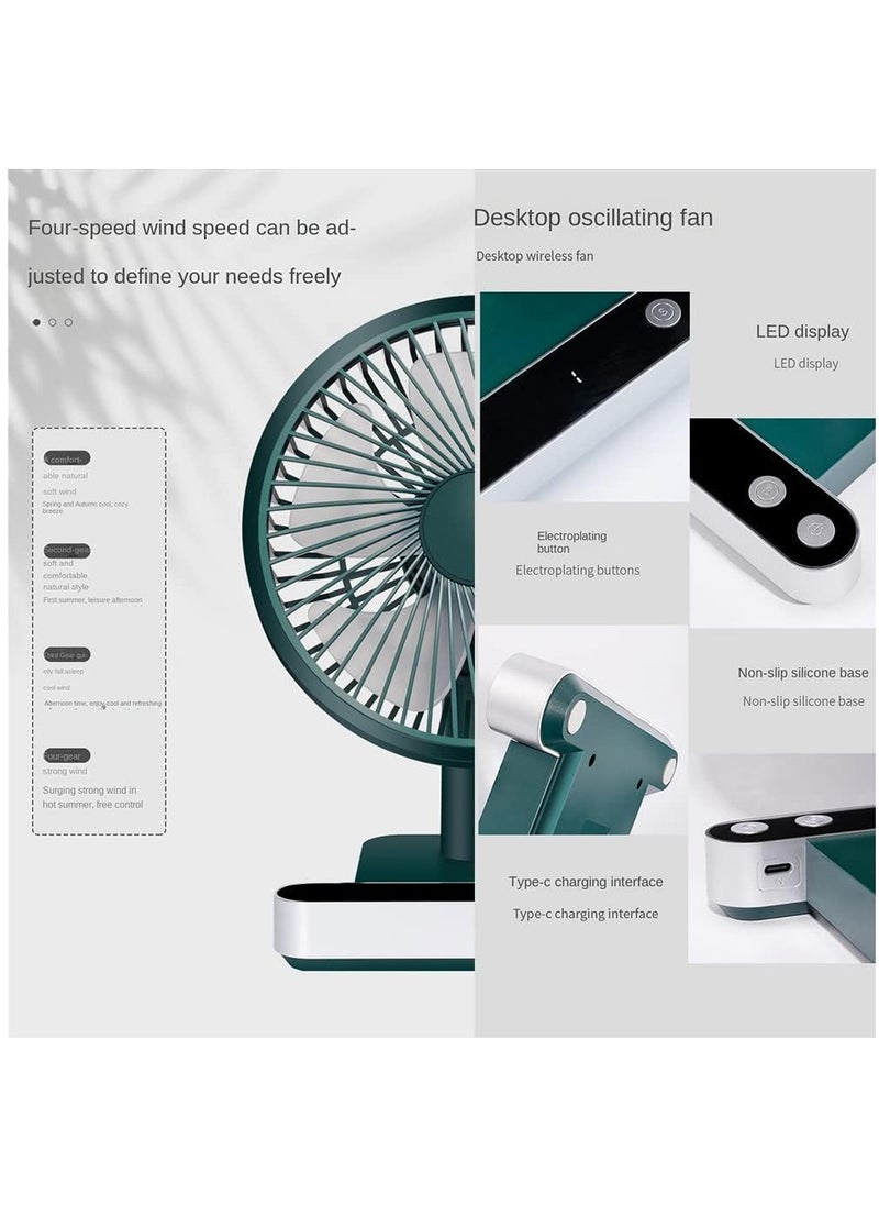 Arabest - Portable Desk Fan, USB Rechargeable Battery Operated Fan with Four Speeds 24h battery life,LED Display Lower Noise,4000Mah Battery for Home, Office, Dormitory,Desktop Table Fans - Image 1