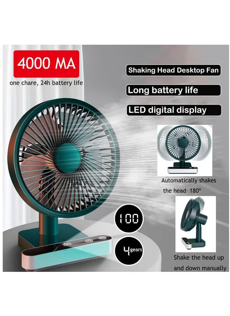 Arabest Portable Desk Fan, USB Rechargeable Battery Operated Fan with Four Speeds 24h battery life,LED Display Lower Noise,4000Mah Battery for Home, Office, Dormitory,Desktop Table Fans  - Image 2