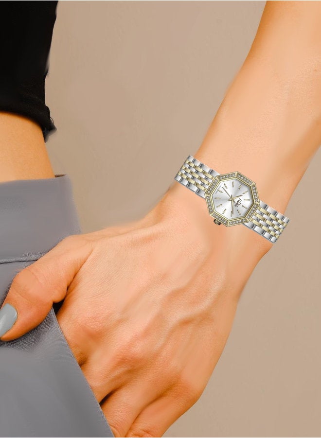 مارتيني ساعة مارتيني الأنيقة للنساء بتصميم عصري مينا فضية وسوار من الفولاذ المقاوم للصدأ مقاومة للماء مثالية للإطلالات الكاجوال والرسمية - Image 4