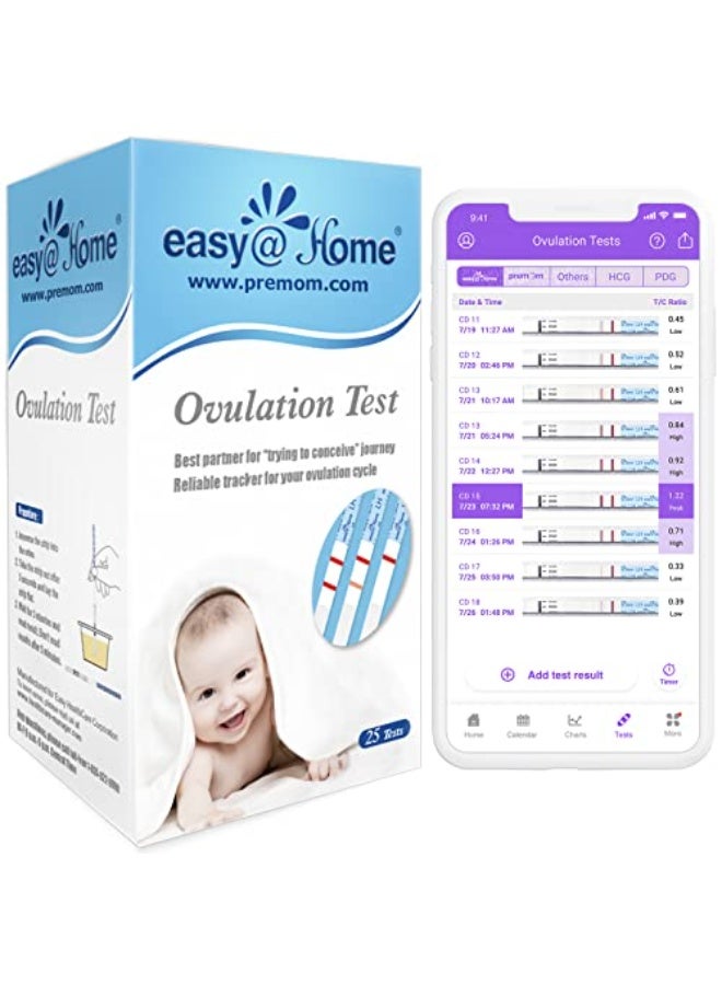 إيزي آت هوم شرائط اختبار الإباضة Easy@Home عبوة 25 | مجموعة توقع الخصوبة والإباضة LH للنساء | تتبع دقيق لفترة الخصوبة | نتائج سهلة القراءة | متوافق مع تطبيق Premom - Image 3