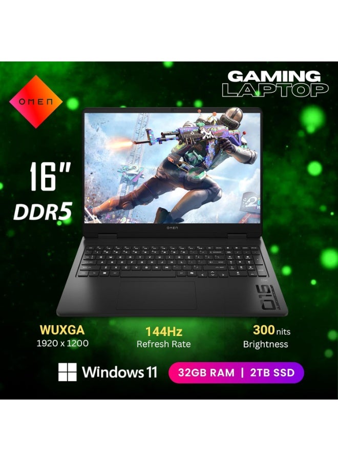 HP (نسخة مطورة) لابتوب الألعاب OMEN 16، شاشة 16 بوصة 2K 144GHZ، NVIDIA GeForce RTX 5060 8GB GDDR7، AMD Ryzen 9 8940HX، 64GB RAM | 2TB SSD، ويندوز 11، مع Office 365 مجاني + وسادة ماوس Consumix - Image 3