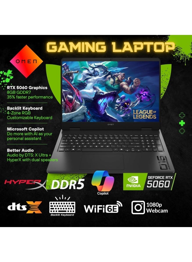 HP (نسخة مطورة) لابتوب الألعاب OMEN 16، شاشة 16 بوصة 2K 144GHZ، NVIDIA GeForce RTX 5060 8GB GDDR7، AMD Ryzen 9 8940HX، 64GB RAM | 2TB SSD، ويندوز 11، مع Office 365 مجاني + وسادة ماوس Consumix - Image 2