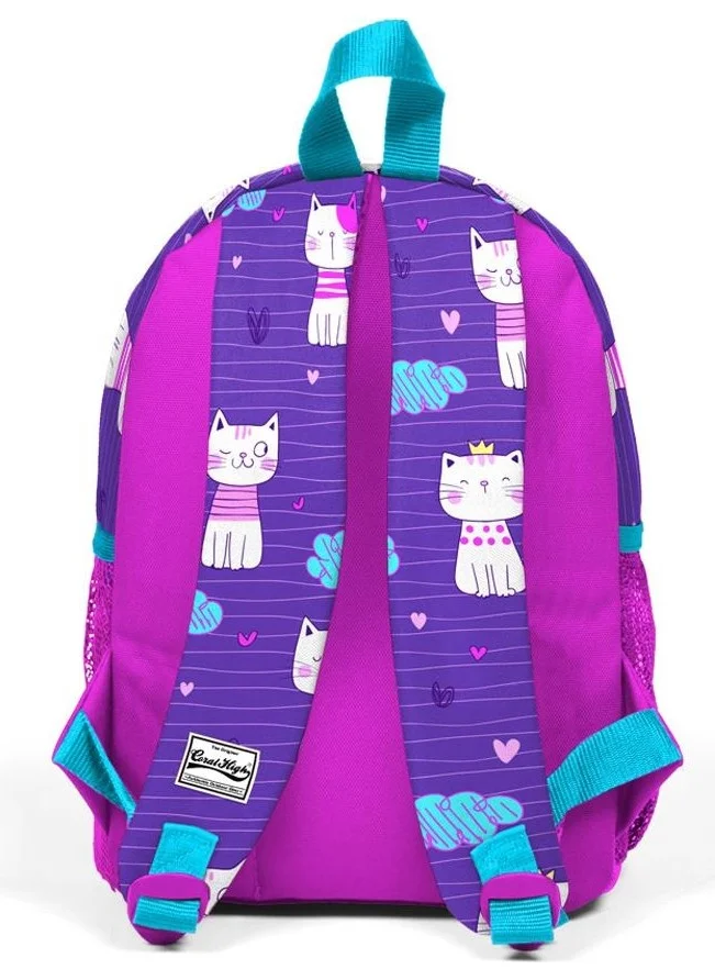 CORAL HIGH Kids Purple Cat Patterned Two Compartment Nest Backpack 23328