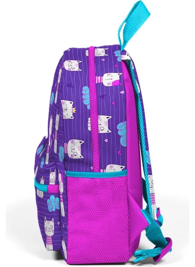 كورال هاي Kids Purple Cat Patterned Two Compartment Nest Backpack 23328