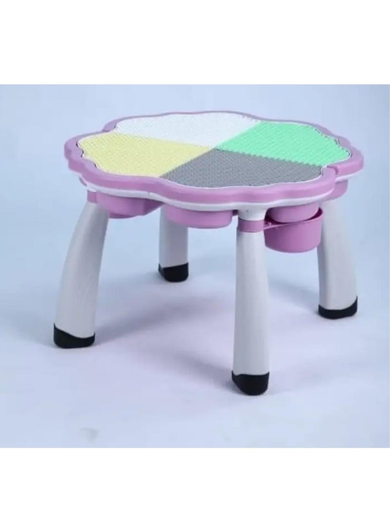 EMZJ طاولة متعددة الأنشطة 4 في 1 للأطفال – مكتب ألعاب لليغو، وقطع البناء الكبيرة، والألعاب التعليمية مع 1 كرسي للأطفال من سن 3 إلى 10 سنوات - Image 2