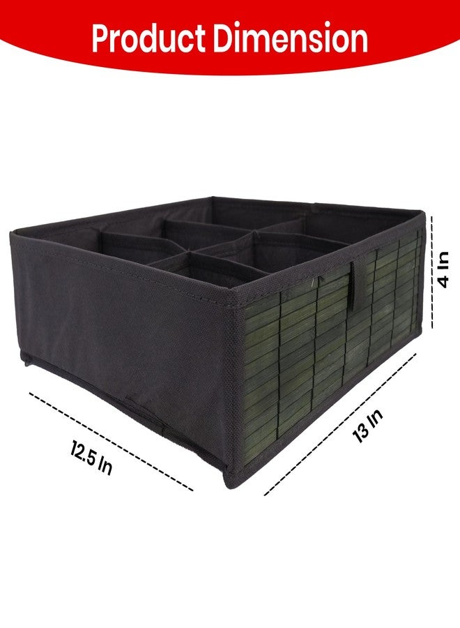 Prime Pick Storage Organizer Box Foldable Cloth Innerwear Socks Organizer Lid Covered Wardrobe Drawer Closet Storage Container Breathable Fabric Easy Carry Handles Grey Pack of 2 - Image 2
