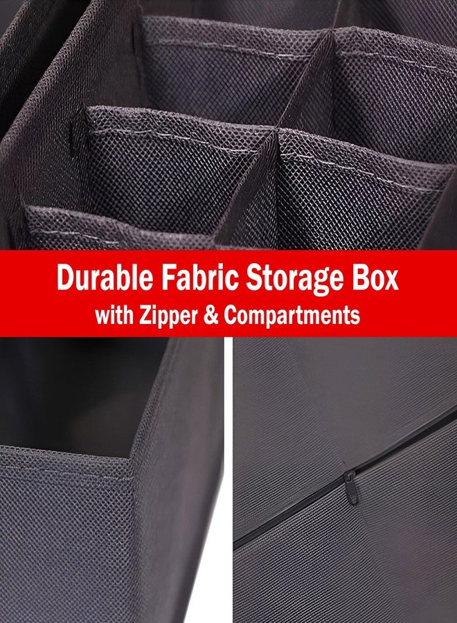 Prime Pick Storage Organizer Box Foldable Cloth Innerwear Socks Organizer Lid Covered Wardrobe Drawer Closet Storage Container Breathable Fabric Easy Carry Handles Grey Pack of 2 - Image 4