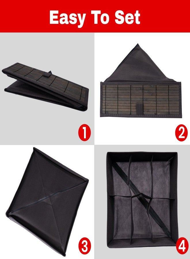Prime Pick Storage Organizer Box Foldable Cloth Innerwear Socks Organizer Lid Covered Wardrobe Drawer Closet Storage Container Breathable Fabric Easy Carry Handles Grey Pack of 2 - Image 3