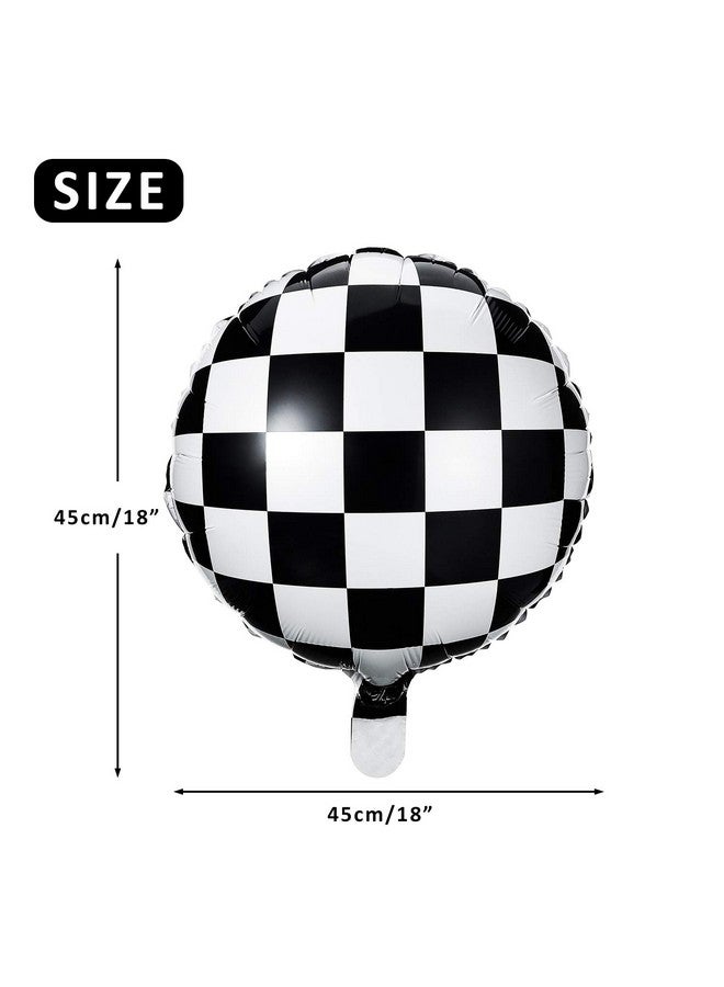 Gejoy Checkerboard Balloon Aluminum Foil Black White Checkered Balloon for Racing Themed Party Decoration Supply, 18 Inches(12) - Image 2