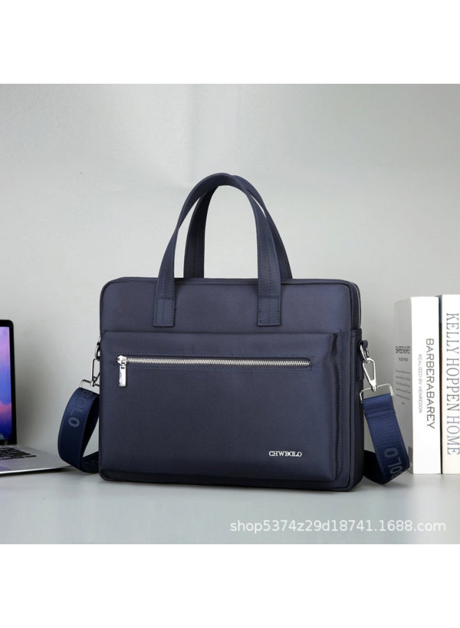 Chaowei Paul Horizontal Men's Laptop Bag Oxford Cloth Business Leisure Travel Briefcase Conference Bag-Color:Large Horizontal Blue - Image 1