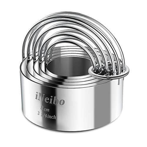 iNeibo Biscuit Cutter Set, Cookie Cutter, Round Shape Circle Scone Cutters, Pastry Dough Baking Cutter, Shapes Pastry Cutter for Dumpling Skin Cutters, Dough, Pastry, Donut, Fondant, DIY, Cake Décor - Image 2