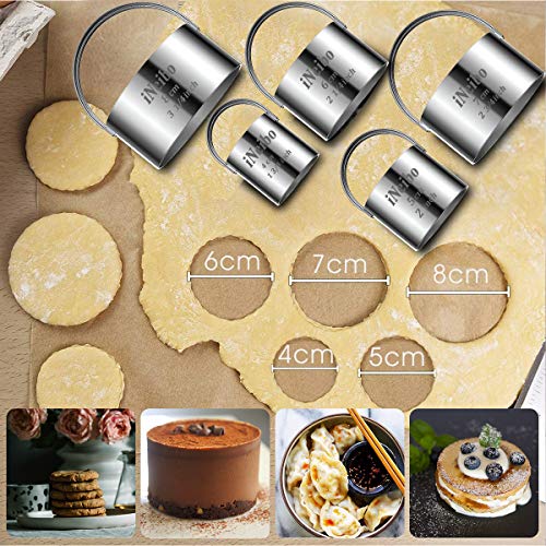 iNeibo Biscuit Cutter Set, Cookie Cutter, Round Shape Circle Scone Cutters, Pastry Dough Baking Cutter, Shapes Pastry Cutter for Dumpling Skin Cutters, Dough, Pastry, Donut, Fondant, DIY, Cake Décor - Image 5