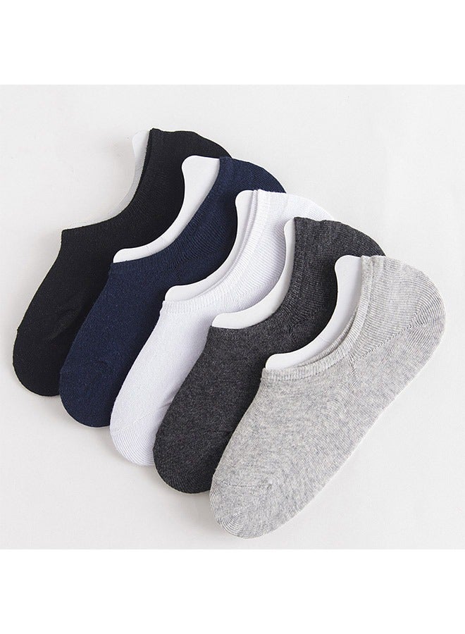 جوارب قطنية عادية، مجموعة من 5 أزواج أسود/أبيض/أزرق