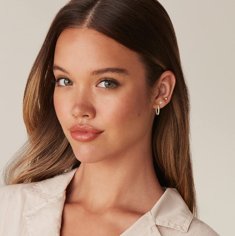 PAVOI 14K Gold Plated 925 Sterling Silver Post Cubic Zirconia Hoop Earrings | Rose Gold Hoops - Image 2