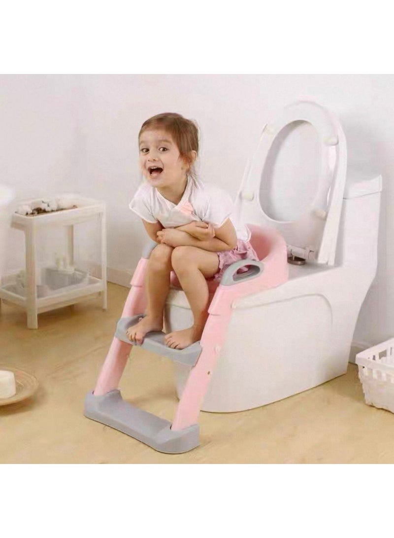 Adjustable Potty Ladder Seat for Toilet Training with Steps, Handle & Soft Cushion Design Non Slip & Space Efficient Toddlers & Children Unisex Foldable & Easy Assembly Splash Guard Included - Image 3
