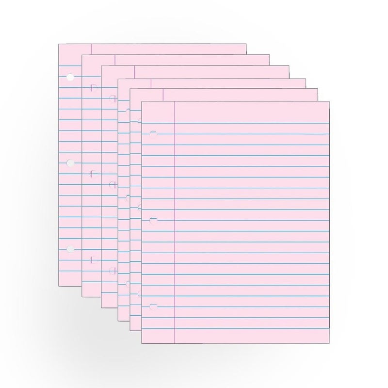 School Smart 3-Hole Punched Filler Paper, 8-1/2 x 11 Inches, Pink, 100 Sheets - 087155 - Image 3