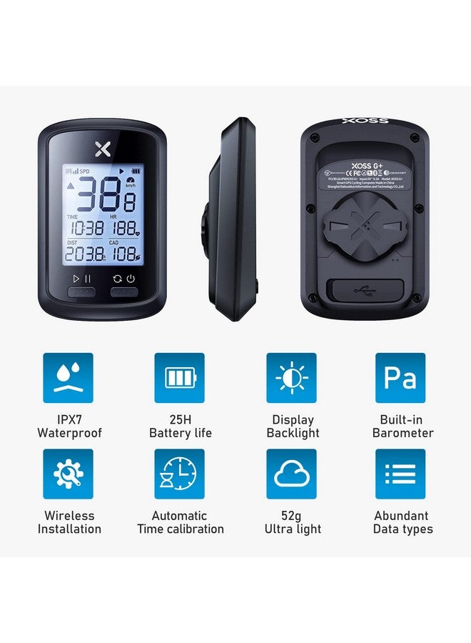 Xoss G+ Gps Bike Computer With Mount, Wireless Bluetooth Cycling Speedometer, Multifunctional Ant+ Bicycle Odometer With Auto Backlight And Ipx7 Waterproof Mtb Tracker (4 In 1) - Image 2
