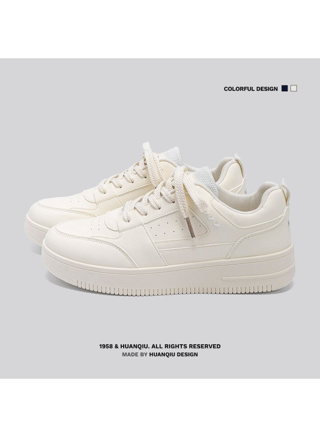 UNIVERSAL Casual Versatile White Sneakers For Men】25 Autumn Low-top Trendy Thick-sole Lightweight Durable Campus Style Men's Skate Shoes - Image 2