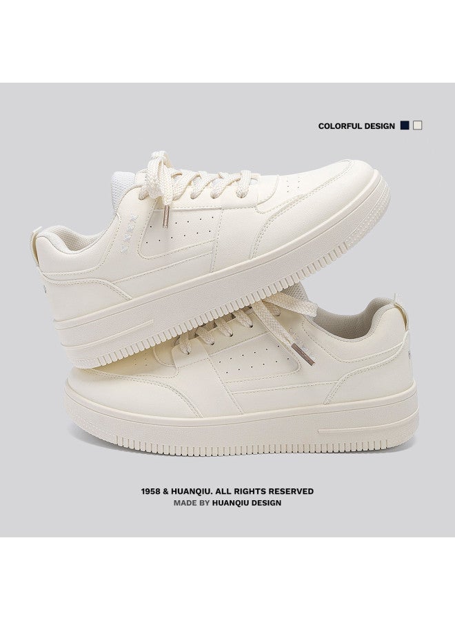 UNIVERSAL Casual Versatile White Sneakers For Men】25 Autumn Low-top Trendy Thick-sole Lightweight Durable Campus Style Men's Skate Shoes - Image 5