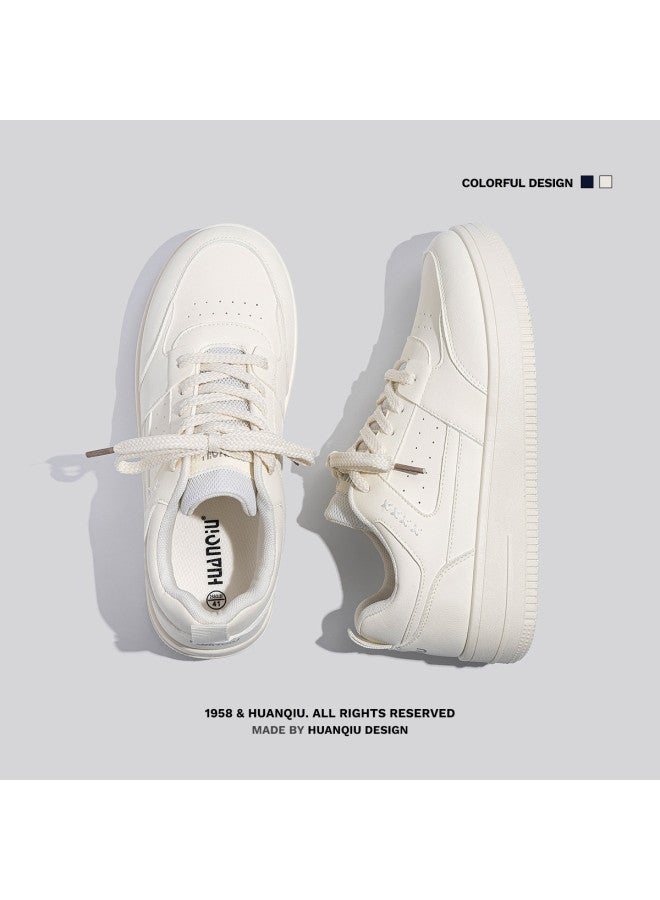 UNIVERSAL Casual Versatile White Sneakers For Men】25 Autumn Low-top Trendy Thick-sole Lightweight Durable Campus Style Men's Skate Shoes - Image 4