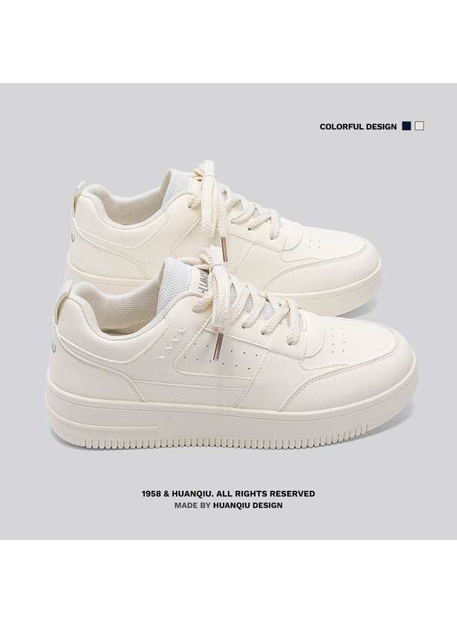 UNIVERSAL Casual Versatile White Sneakers For Men】25 Autumn Low-top Trendy Thick-sole Lightweight Durable Campus Style Men's Skate Shoes - Image 3