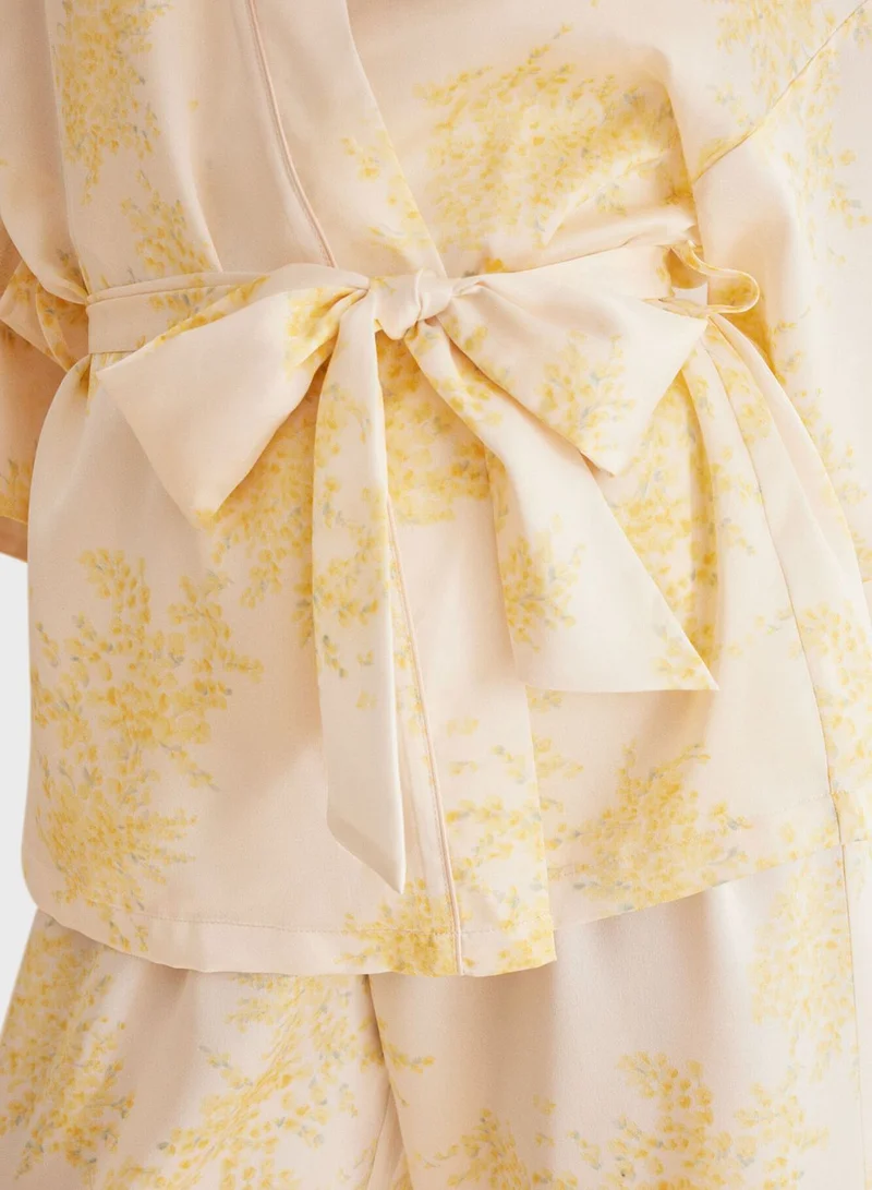 women'secret 3-Piece Yellow Satin Pyjama Set