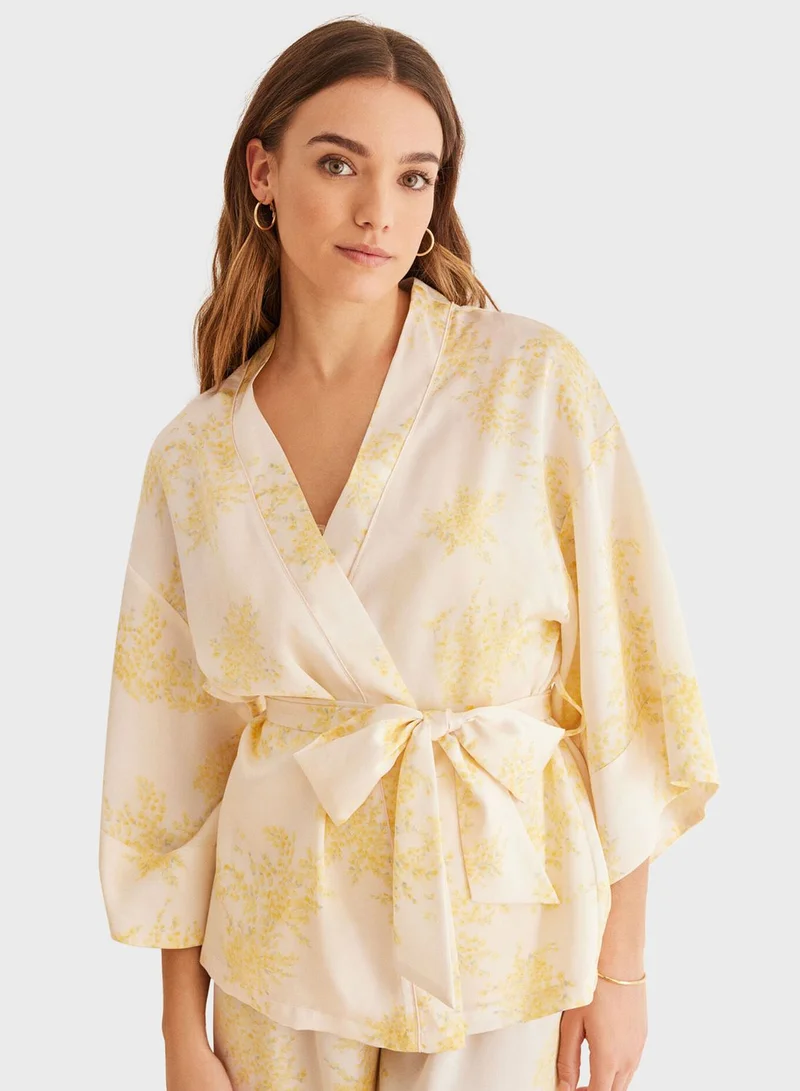 women'secret 3-Piece Yellow Satin Pyjama Set