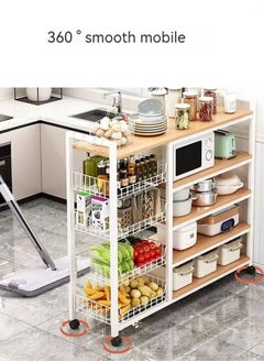 AGD 4 Tier Free Standing Kitchen Storage Unit, Microwave Oven Kitchen Cabinet, Kitchen Rack for Dining Room, Movable Storage Cart, Large Storage Capacity - White  - Image 3