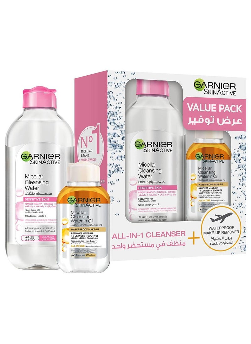 garnier Micellar Water Classic 400ML + In Oil Micellar Water 100 ML Free - Image 1