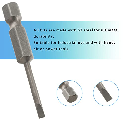 LDEXIN 10 Pcs SL3 Magnetic Slotted Screwdriver Bits S2 Steel Flat Head Screwdriver Bits with 1/4 Inch Hex Shank, 2 Inch Length - Image 4