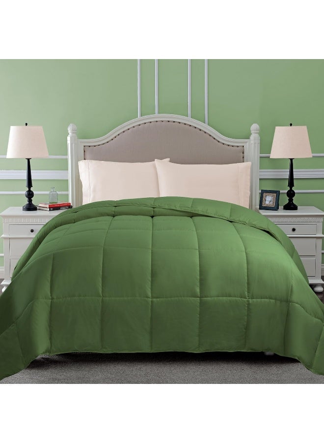 Superior Superior Classic AllSeason Reversible Down Alternative Comforter Comfy Fluffy Cozy Lightweight Decorative Duvet Insert Plush Oversized Bedding Essential Box Quilt Design Twin Terrace Green  - Image 3