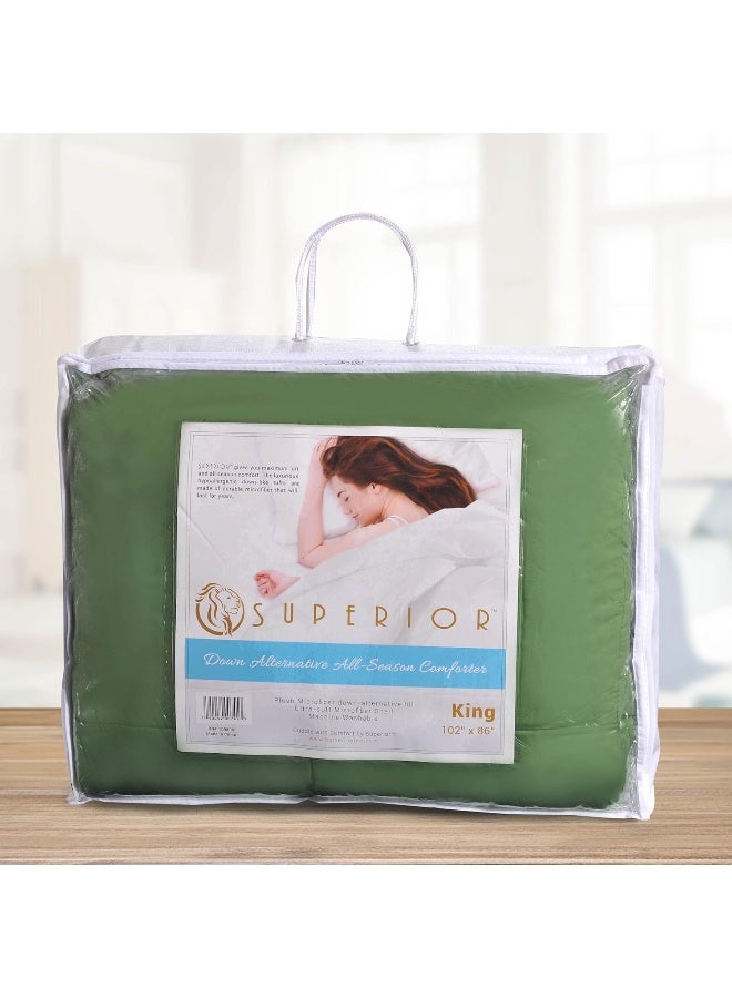 Superior Superior Classic AllSeason Reversible Down Alternative Comforter Comfy Fluffy Cozy Lightweight Decorative Duvet Insert Plush Oversized Bedding Essential Box Quilt Design Twin Terrace Green  - Image 5