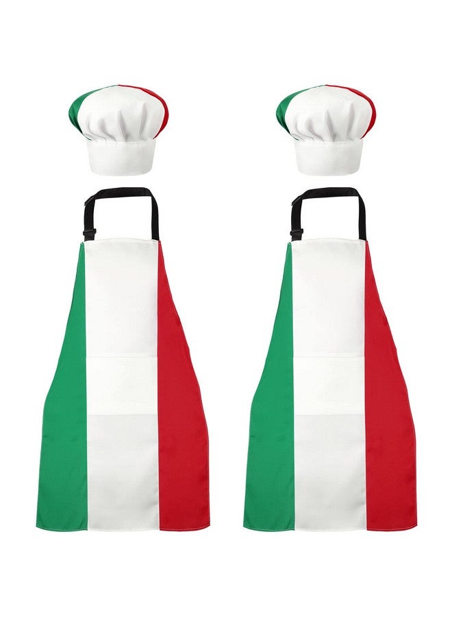 Satinior Syhood SATINIOR Italian Apron and Chef Hat for Women Men Italian Costume Fabric Bib Italy Flag Apron with Pocket Red Green Italy Gifts for Adult Kitchen Baking Pizza Cooking Party Decor - Image 1